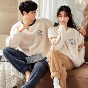 Pyjama polaire assorti pour couple – Ensemble chaud et confortable pour l'hiver