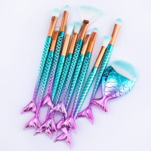 Kit de 11 pinceaux de maquillage Sirène – Set professionnel pour un maquillage parfait