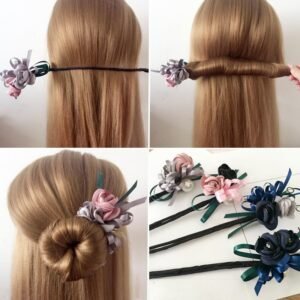 Élastique décoratif pour cheveux à fleurs – Accessoire pour chignon