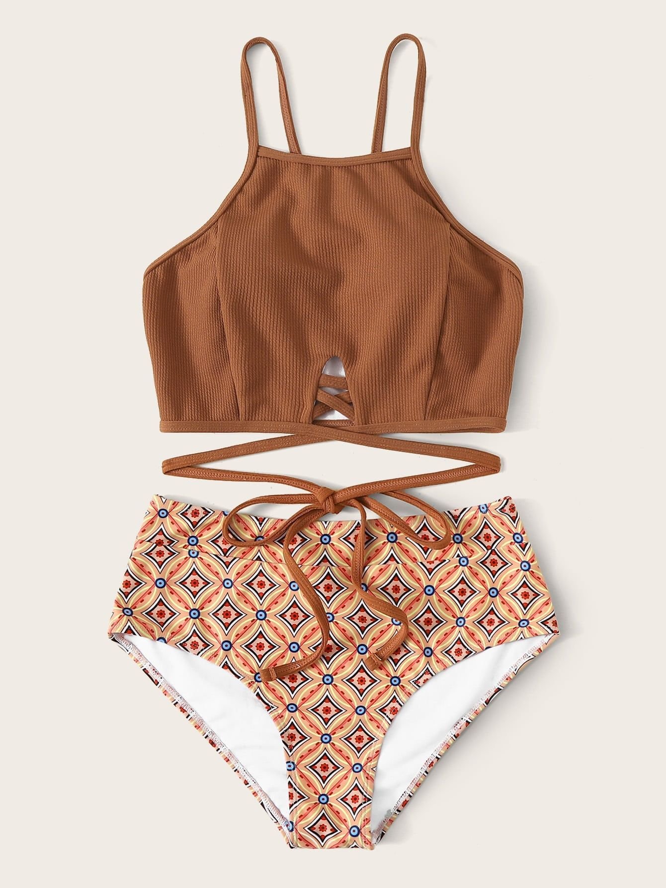 Ensemble de bain 2 pièces taille haute pour femme – Image 3