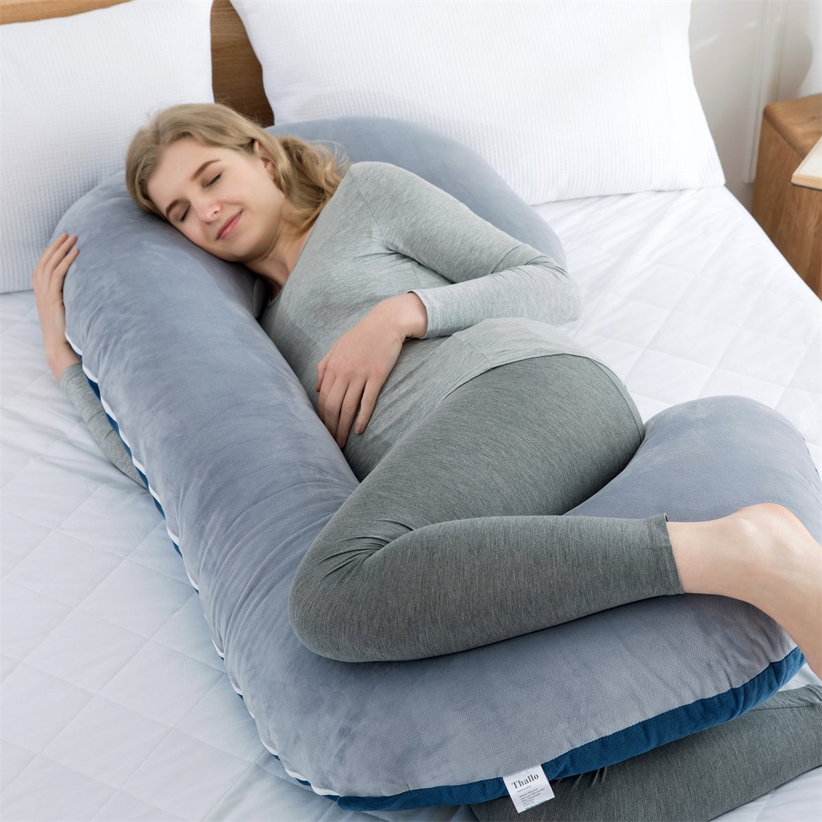 Oreiller de Grossesse et de Maintien Corps Entier en Forme de C Multifonctionnel Pliable – Image 2