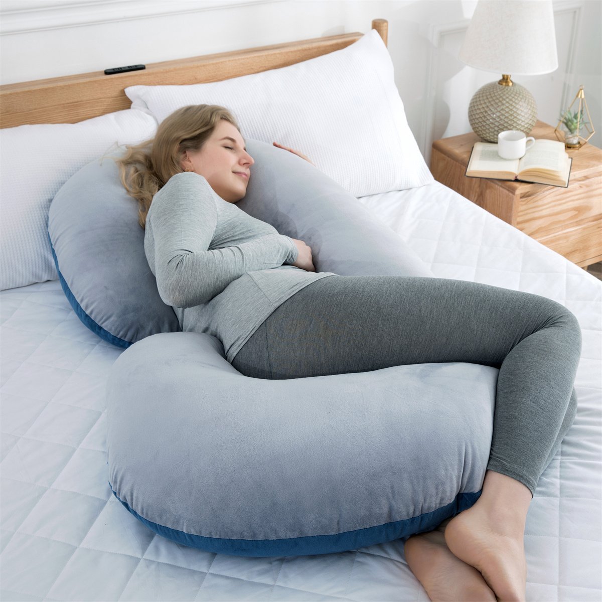 Oreiller de Grossesse et de Maintien Corps Entier en Forme de C Multifonctionnel Pliable – Image 3